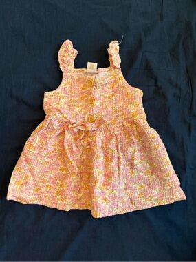Laura Ashley Pink Floral Baby Sundress with Yellow Accents